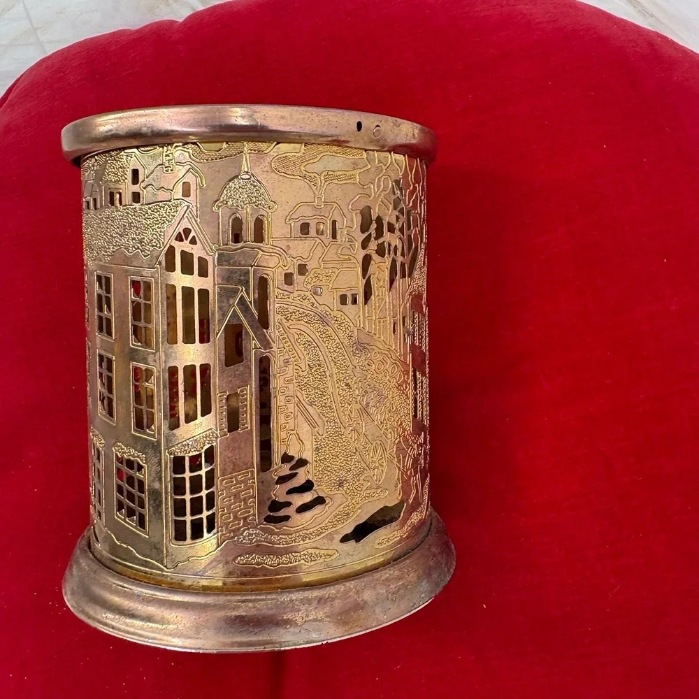 Vintage Votive Tea Light Candle Holder Gold Laser Cut 3